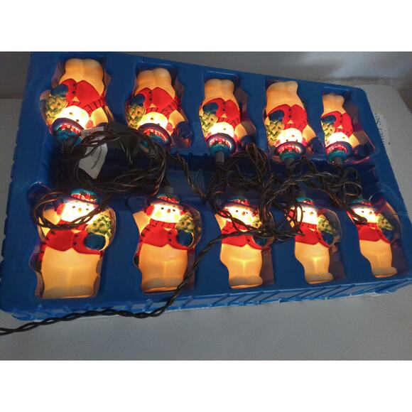 Santas Best Christmas Illuminated Tree Trimmer Set Blow Mold Snowman Lights - Picture 1 of 7